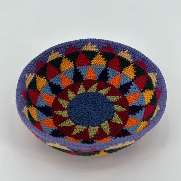 Fiber Arts Bowl 4" Trinket Catch-all Sun Southwest Multicolor Soft Flexible - Picture 1 of 6